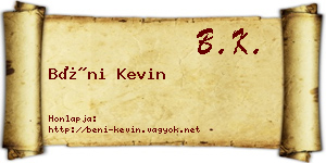 Béni Kevin névjegykártya