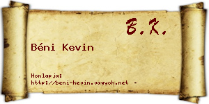Béni Kevin névjegykártya